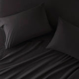 4-Piece 144TC 100% Cotton Solid Sheet Set, Black