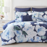 7-Piece Modern Farmhouse Comforter Set, Blue