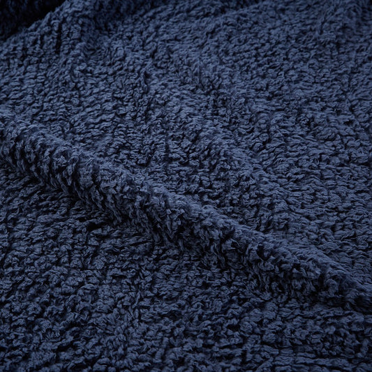 Berber Sherpa Bedding Blanket, Navy Blue
