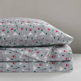 Wholesale Ski Jump Novelty Printed Soft Cotton Flannel Sheet Set, Grey