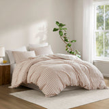 3 Piece Classic Stripe Down Pattern Duvet Set, Terracotta