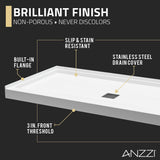 Alexander 60 in. L x 32 in. W Alcove Shower Pan Base with Center Drain in Glossy White Marine Acrylic