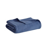 Wholesale Basketweave All-Season Bedding Blanket, Navy Blue