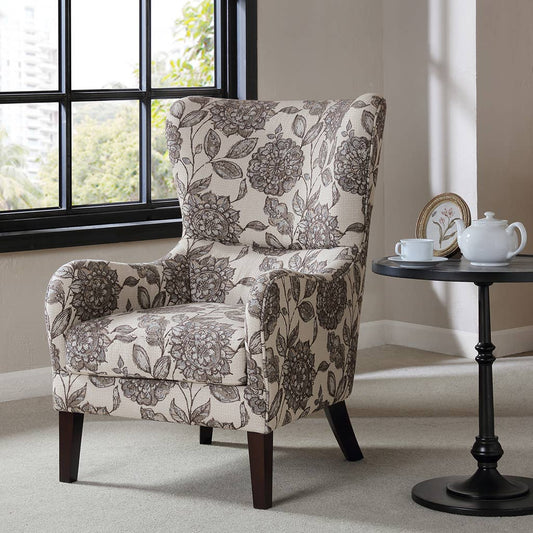 Floral High Wingback Chic Accent Chair *