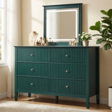 Modern Green Fluted Dresser with 6 Drawers