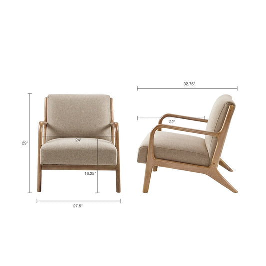 Scandinavian Elm Wood Taupe Lounge Chair *