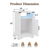 Led Nightstand Set of 2 with Charging Station, Wooden