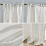 Linen Blend Light Filtering Curtain Panel Pair, White