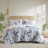 Reversible Floral Seersucker Comforter Set, Navy/Blue