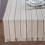 French Home Black and Cream Multi-Striped Table Runner