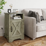Nightstand with Charging Station Wooden End Table