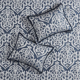 Classic Damask 8-Piece Jacquard Comforter Set, Navy Blue