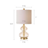 [Set of 2] Clear Glass Base Table Lamps, Gold Glass
