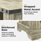 Nightstand with Charging Station Wooden Rustic 2 Count