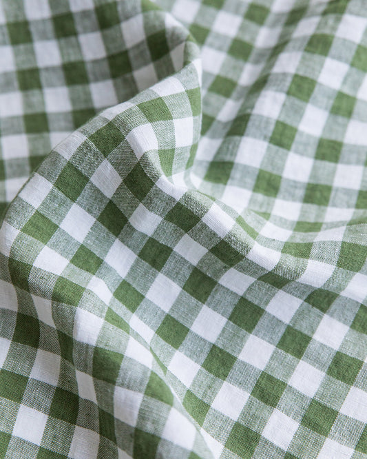Linen tea towel in Forest green gingham