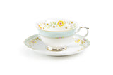 Yellow Cornflower Porcelain Tea Cup & Saucer, 7oz