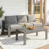 2-Piece Aluminum Outdoor Patio Sofa with Coffee Table