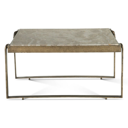 Argos 32" Coffee Table with Marble and Antique Brass