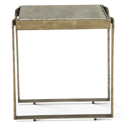 Argos 20" Side Table with Marble and Antique Brass