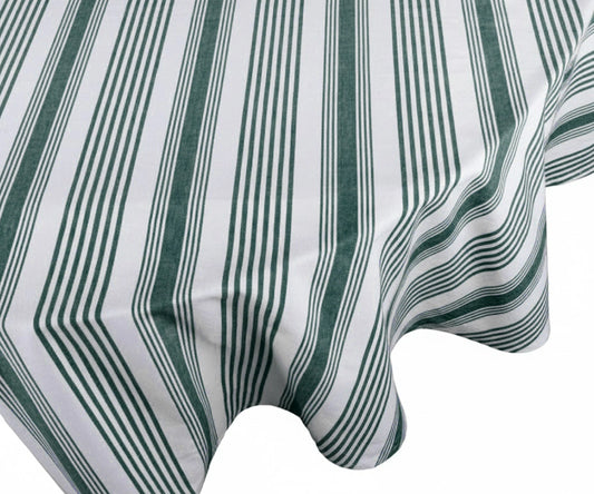 Green and White Round Tablecloth