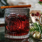 10oz Smoke Grey Ribbed Floral Glass Set of 6