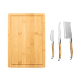 Connoisseur Laguiole Olive Wood Cheese Knives & Bamboo Board