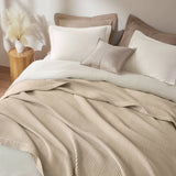 Waffle Weave Cotton Bedding Blanket, Khaki