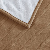 Heated Fleece & Sherpa Electric Bedding Blanket, Brown