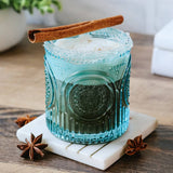 Aqua Blue Retro Floral Drinking Glasses Set of 6