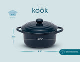 Kook Mini Ceramic Casserole Dishes with Lids, 4-Pack