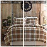 3pc Khaki Cabin Plaid Quilted Down Alternative Comforter Set