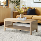 Wholesale 2-Tier Rattan Sides Open Shelf Storage Coffee Table