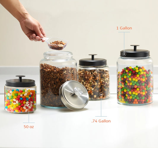 Kook 4 Qt Glass Pantry Canisters, Set of 2