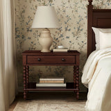 26"H Large Turned Wood Spindle Nightstand, Morocco Brown
