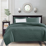 3 Piece Reversible Cottage Quilt Set, Balsam Green