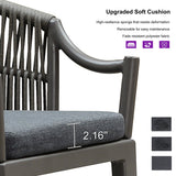 PURPLE LEAF Patio Bar Stools Set of 2 Outdoor Wicker Modern High Bar Chairs Metal Cushioned Barstools with Backs and Ergonomic Armrest