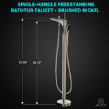 Kase 1-Handle Freestanding Claw Foot Tub Faucet with Hand Shower in Brushed Nickel