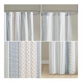 Aztec Chenille Tufted Shower Curtain, White/Navy
