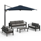 5-Piece Aluminum Patio Set with Umbrella and Loveseats