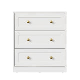 3 Drawer Nightstand, Large Bedside Table with Golden Round