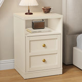 Nightstand with Storage Shelf and Door, Faux 2-drawer Table