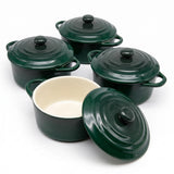 Kook Mini Ceramic Casserole Dishes with Lids, 4-Pack