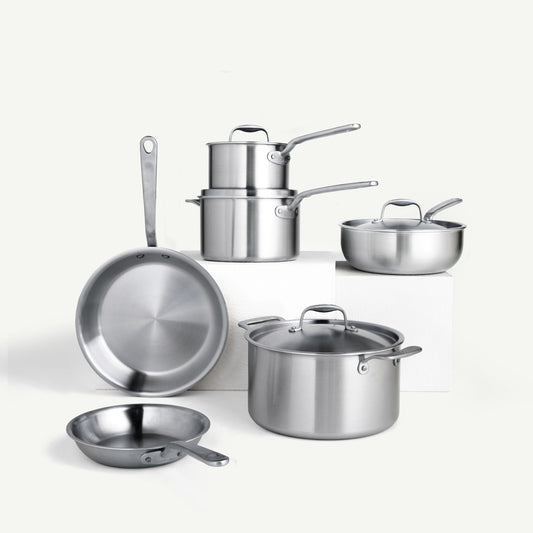 MADE IN For purists, this assortment of Award-Winning Stainless Cookware Set 10-Piece
