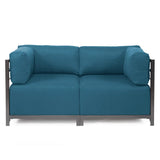 Axis Ottoman Seascape Turquoise Titanium Frame