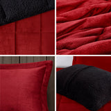 Plush To Sherpa Winter Comforter Set, Red