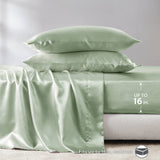 Wrinkle-Free Solid Satin Luxury Sheet Set, Sage