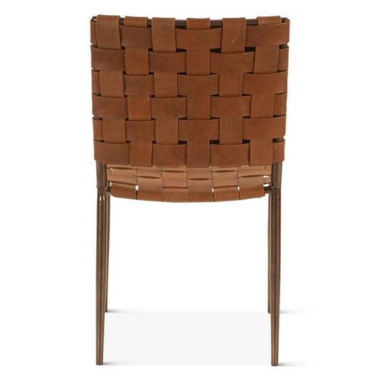 Copenhagen 18" Dining Chair in Brown Buffalo Leather and Iron