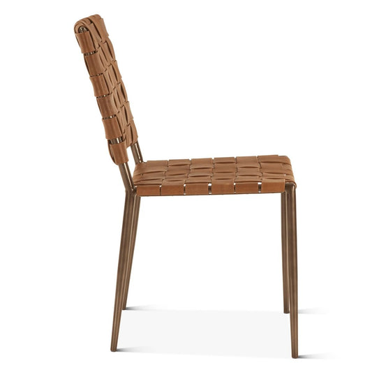 Copenhagen 18" Dining Chair in Brown Buffalo Leather and Iron