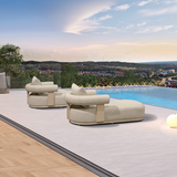PURPLE LEAF Outdoor Chaise Lounge  Modern Luxury Aluminum Lounger Daybed with Olefin Lumbar Pillow and Armrest for Patio Poolside Beach Sunbathing Deck