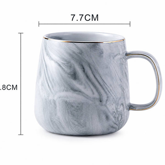Nordic Marble Ceramic Mug with Gold Rim Coffee Cup